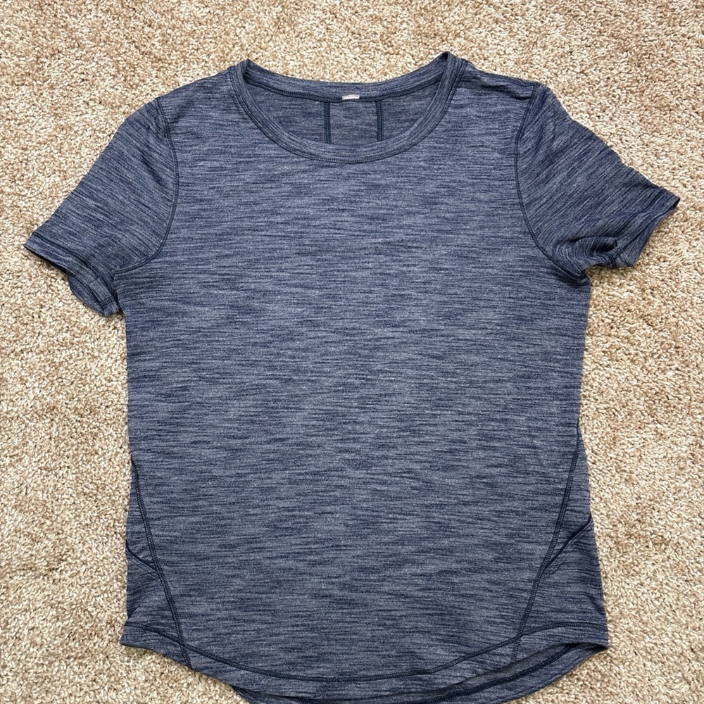 Lululemon Vintage Swiftly Tech Short Sleeve T- Shirt Heathered Grey Black Size 4